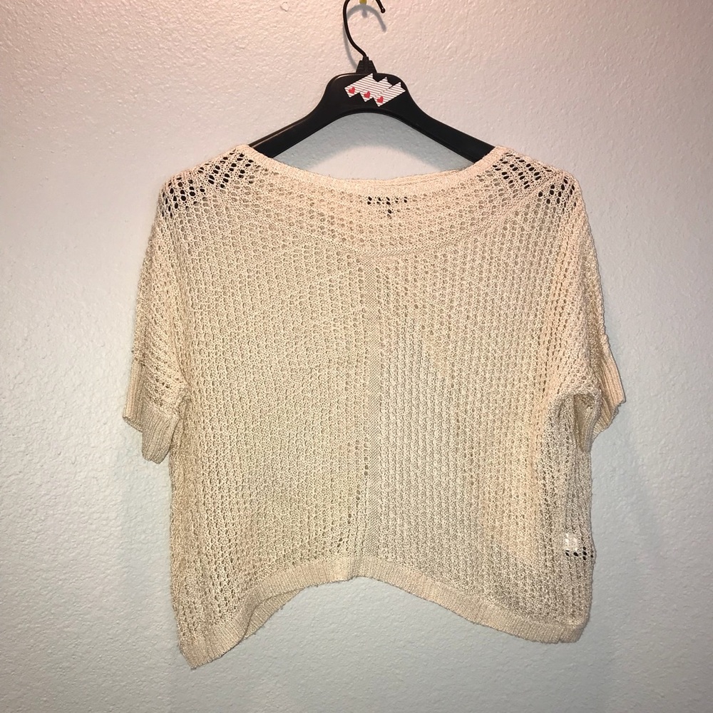 Bebe open stitch, open back sweater top